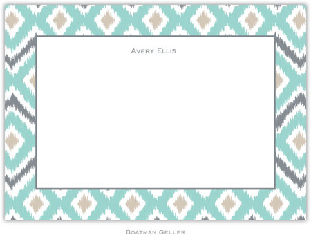 Boatman Geller Stationery - Ikat Soft Teal (Flat)