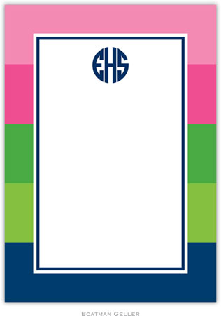 Boatman Geller Stationery - Bold Stripe Pink Green & Navy (Flat)