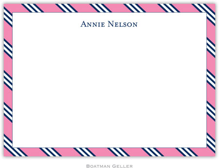 Boatman Geller Stationery - Repp Tie Pink & Navy (Flat) Boatman Geller Stationery - Repp Tie Pink & Navy (Flat)