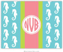 Boatman Geller Stationery - Seahorse Ribbon in Teal (Folded)