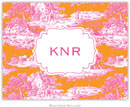 Boatman Geller Stationery - Toile Raspberry & Tangerine (Folded)