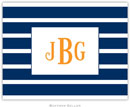 Boatman Geller Stationery - Nautical Stripe Navy & White (Folded)