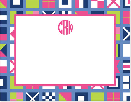 Stationery/Thank You Notes by Boatman Geller - Nautical Flags Pinks