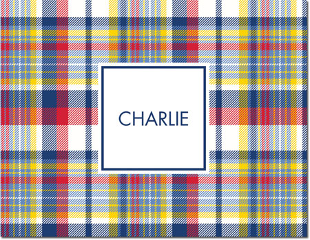 Boatman Geller Stationery/Thank You Notes - Classic Madras Plaid Navy & Red Boatman Geller Stationery/Thank You Notes - Classic Madras Plaid Navy & Red
