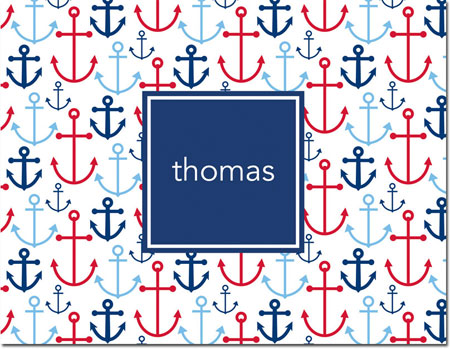 Boatman Geller Stationery/Thank You Notes - Happy Anchors Blue