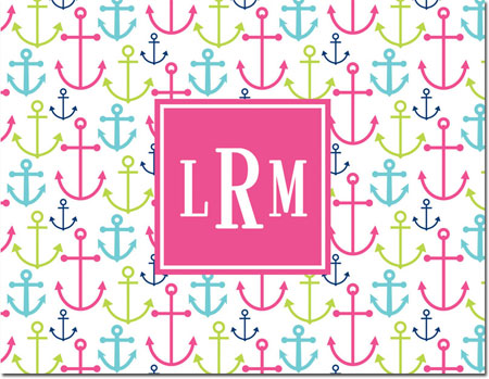 Boatman Geller Stationery/Thank You Notes - Happy Anchors Pink
