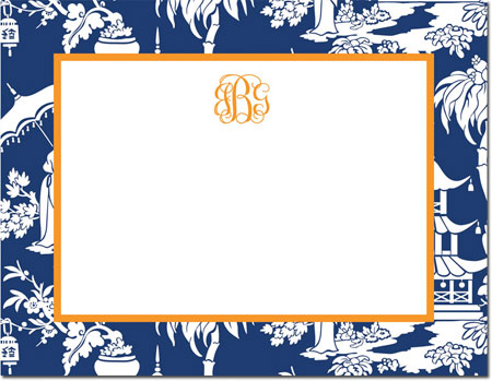 Stationery/Thank You Notes by Boatman Geller - Pagoda Garden Navy