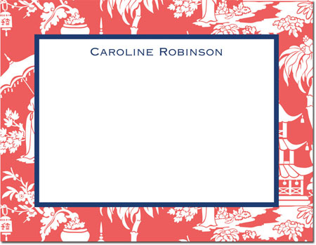 Stationery/Thank You Notes by Boatman Geller - Pagoda Garden Coral Stationery/Thank You Notes by Boatman Geller - Pagoda Garden Coral