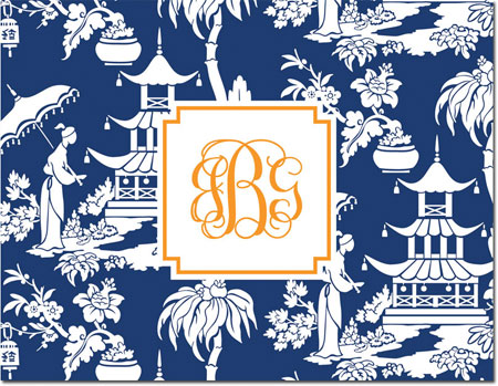Boatman Geller Stationery/Thank You Notes - Pagoda Garden Navy Boatman Geller Stationery/Thank You Notes - Pagoda Garden Navy