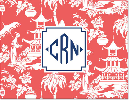 Boatman Geller Stationery/Thank You Notes - Pagoda Garden Coral Boatman Geller Stationery/Thank You Notes - Pagoda Garden Coral