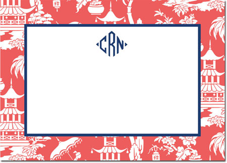 Boatman Geller Stationery/Thank You Notes - Pagoda Garden Coral Boatman Geller Stationery/Thank You Notes - Pagoda Garden Coral