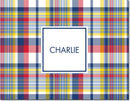 Boatman Geller Stationery/Thank You Notes - Classic Madras Plaid Navy & Red