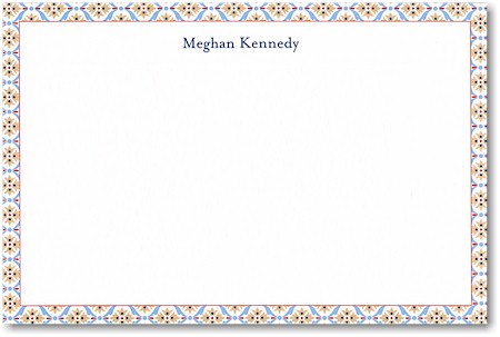 Boatman Geller Stationery - Tan And Blue Ornamental Boatman Geller Stationery - Tan And Blue Ornamental