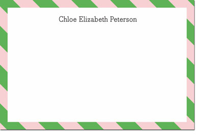 Boatman Geller Stationery - Diagonal Stripe Green and Pink