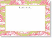 Boatman Geller Stationery - Toile Magenta & Green Large Flat Card