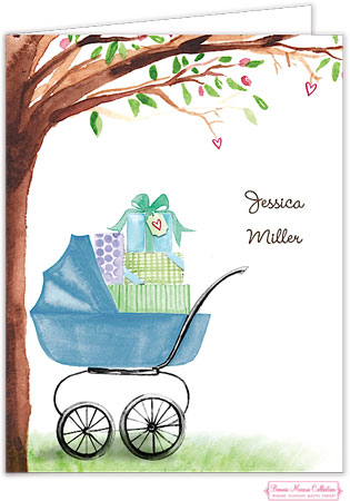 Personalized Stationery/Thank You Notes by Bonnie Marcus - Beautiful Bassinet (Blue)