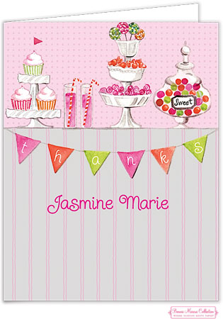 Personalized Stationery/Thank You Notes by Bonnie Marcus - Candy Buffet (Pink)