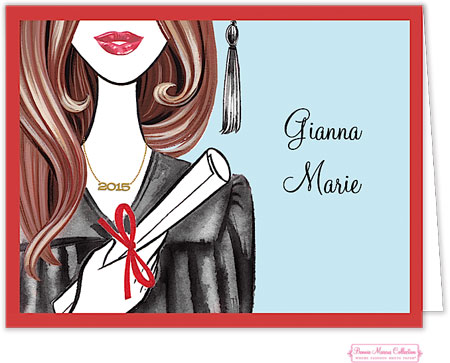 Personalized Stationery/Thank You Notes by Bonnie Marcus - Glamorous Grad (Brunette)