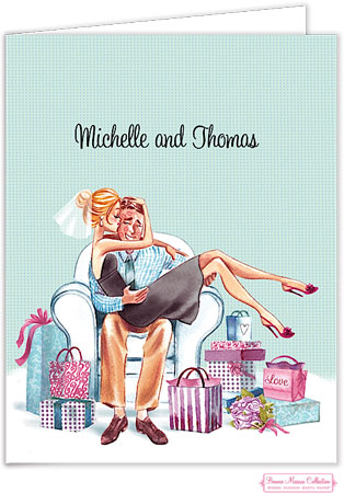 Personalized Stationery/Thank You Notes by Bonnie Marcus - Kissing Couple (Blonde)