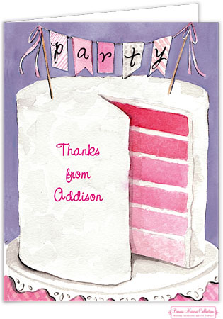 Personalized Stationery/Thank You Notes by Bonnie Marcus - Pink Party Cake