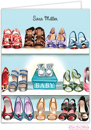 Personalized Stationery/Thank You Notes by Bonnie Marcus - Stylish Shoe Closet (Blue)