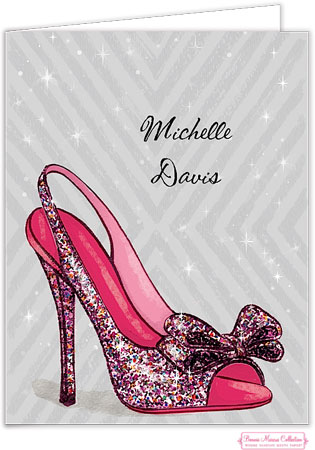 Personalized Stationery/Thank You Notes by Bonnie Marcus - Sparkle Party Pump Personalized Stationery/Thank You Notes by Bonnie Marcus - Sparkle Party Pump