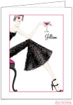 Bonnie Marcus Personalized Stationery/Thank You Notes - Cocktail Girl (Brunette)