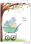 Personalized Stationery/Thank You Notes by Bonnie Marcus - Beautiful Bassinet (Green)