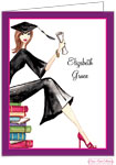 Bonnie Marcus Personalized Stationery/Thank You Notes - Grad On Books (Brunette)