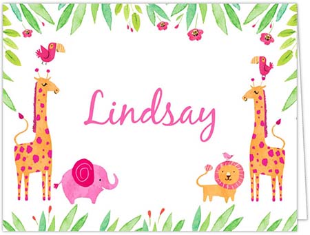 Personalized Stationery/Thank You Notes by Bonnie Marcus - Baby Safari (Pink) Personalized Stationery/Thank You Notes by Bonnie Marcus - Baby Safari (Pink)