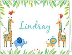 Personalized Stationery/Thank You Notes by Bonnie Marcus - Baby Safari (Blue)