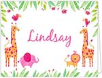 Personalized Stationery/Thank You Notes by Bonnie Marcus - Baby Safari (Pink)