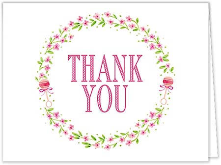 Personalized Stationery/Thank You Notes by Bonnie Marcus - Wildflower Bassinet (Pink) Personalized Stationery/Thank You Notes by Bonnie Marcus - Wildflower Bassinet (Pink)