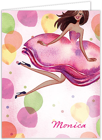 Personalized Stationery/Thank You Notes by Bonnie Marcus - Jumping Party Girl (Multicultural)