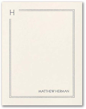 Initial Break-in Thermography Printed Flat Note Cards by Carlson Craft