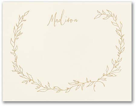 Airy Leaves Thermography Printed Flat Note Cards by Carlson Craft