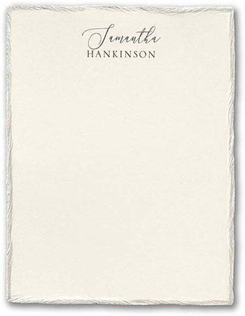 Pearl Feather Deckle (V) Thermography Printed Flat Note Cards by Carlson Craft