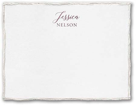Pearl Feather Deckle (H) Thermography Printed Flat Note Cards by Carlson Craft