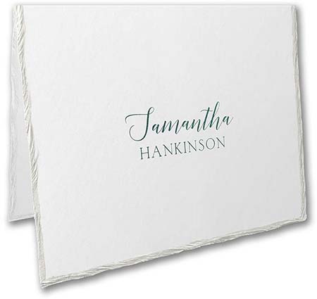 Pearl Feather Deckle (H) Thermography Printed Folded Note Cards by Carlson Craft