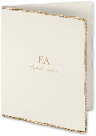 Gold Feather Deckle (V) Thermography Printed Folded Note Cards by Carlson Craft