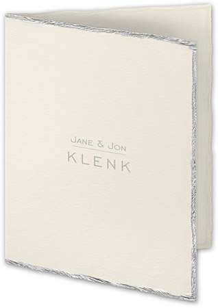 Silver Feather Deckle (V) Thermography Printed Folded Note Cards by Carlson Craft