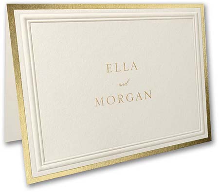 Bordered in Gold  Thermography Printed Folded Note Cards by Carlson Craft