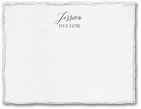 Pearl Feather Deckle (H) Thermography Printed Flat Note Cards by Carlson Craft