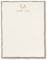 Gold Feather Deckle (V) Thermography Printed Flat Note Cards by Carlson Craft