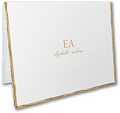 Gold Feather Deckle (H) Thermography Printed Folded Note Cards by Carlson Craft