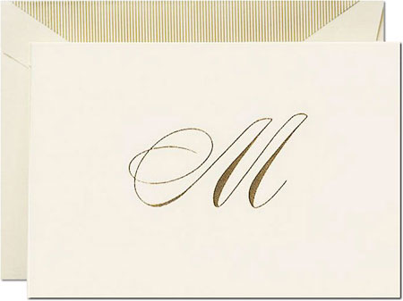 Boxed Stationery Sets by Crane - Hand Engraved Script Initial Note