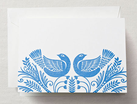 Boxed Stationery Sets by Crane - Letterpress Birds Note