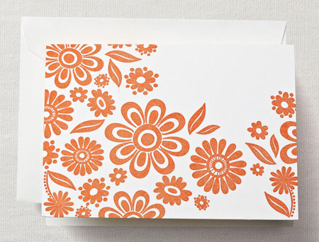 Crane Boxed Stationery Sets - Letterpress Zinnias Note Crane Boxed Stationery Sets - Letterpress Zinnias Note