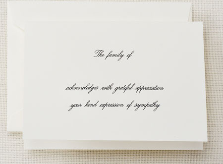 Boxed Stationery Sets by Crane - Hand Engraved Pearl White Sympathy Acknowledgement Note