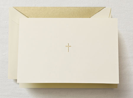 Boxed Stationery Sets by Crane - Hand Engraved Ecruwhite Gold Cross Note